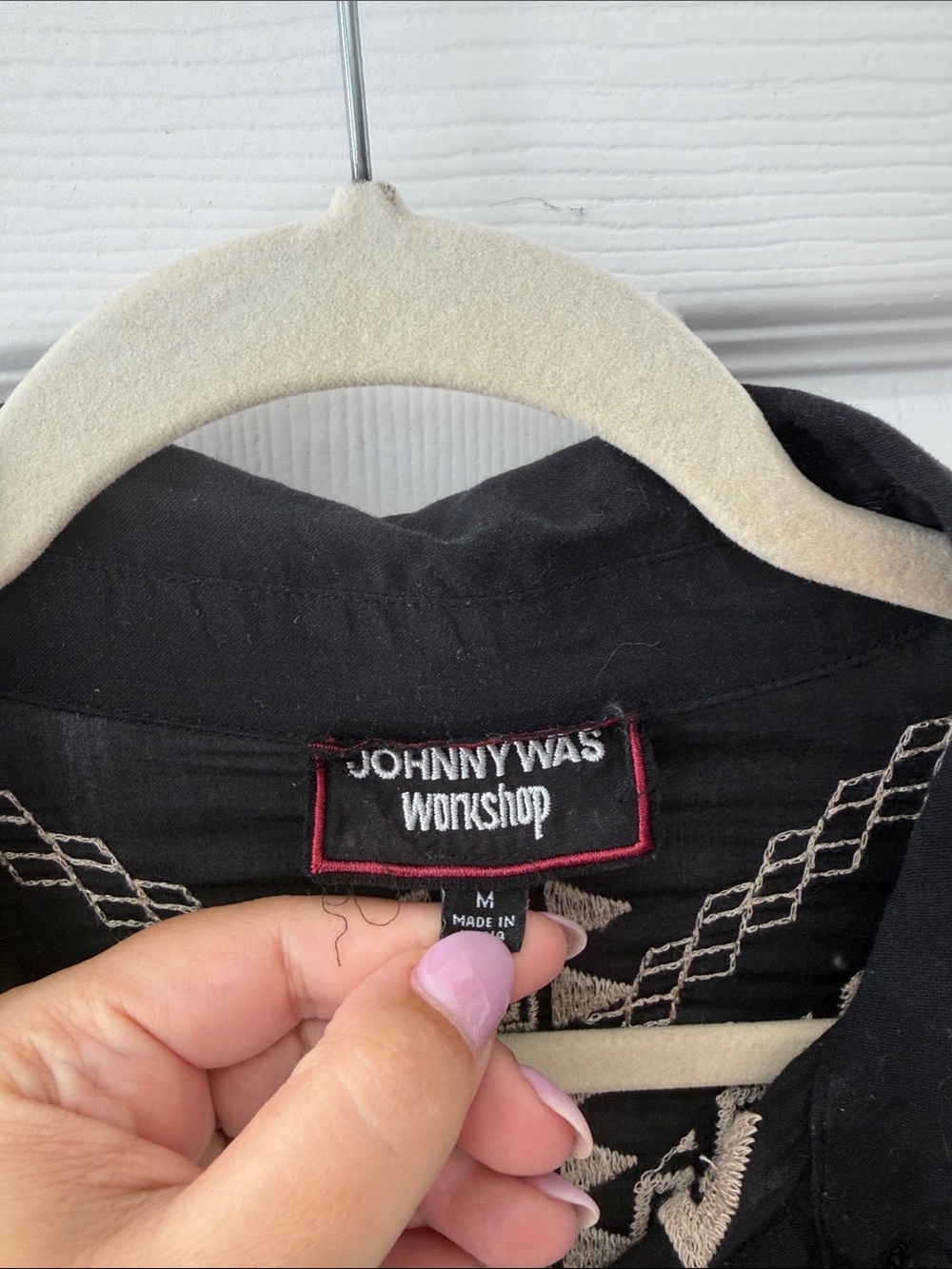 Johnny Was Black Embroidered Button-Front Tunic - Picture 2 of 4
